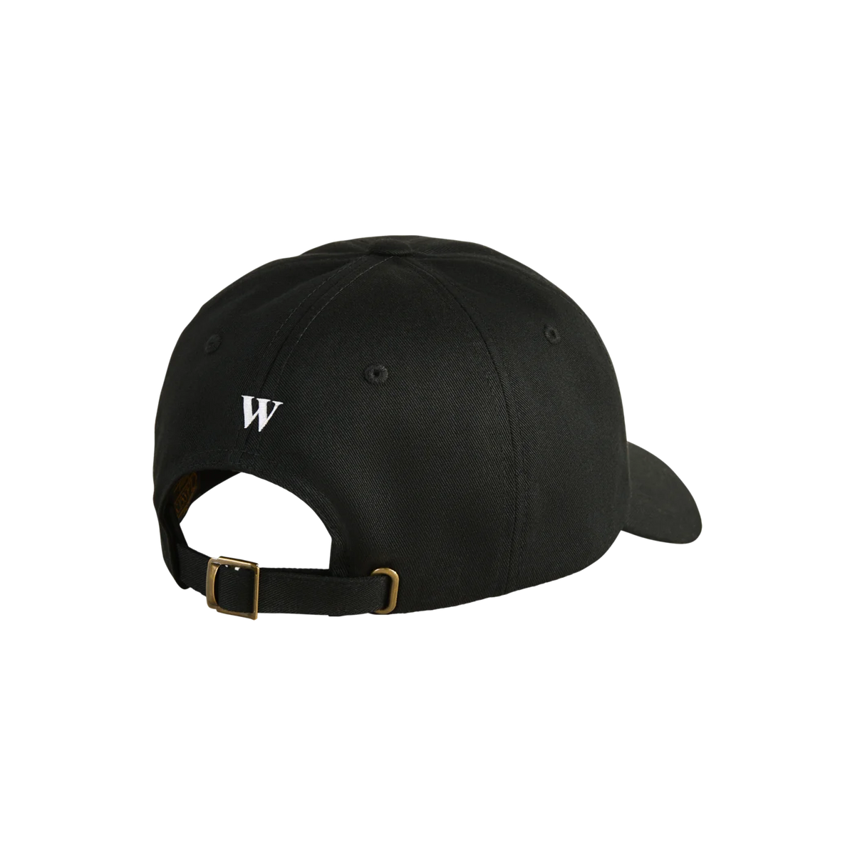 A black, curved-brim hat with the words “In this economy?” written on its crown.