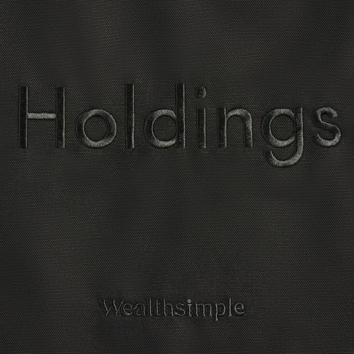 A tote bag with the word “Holdings.”