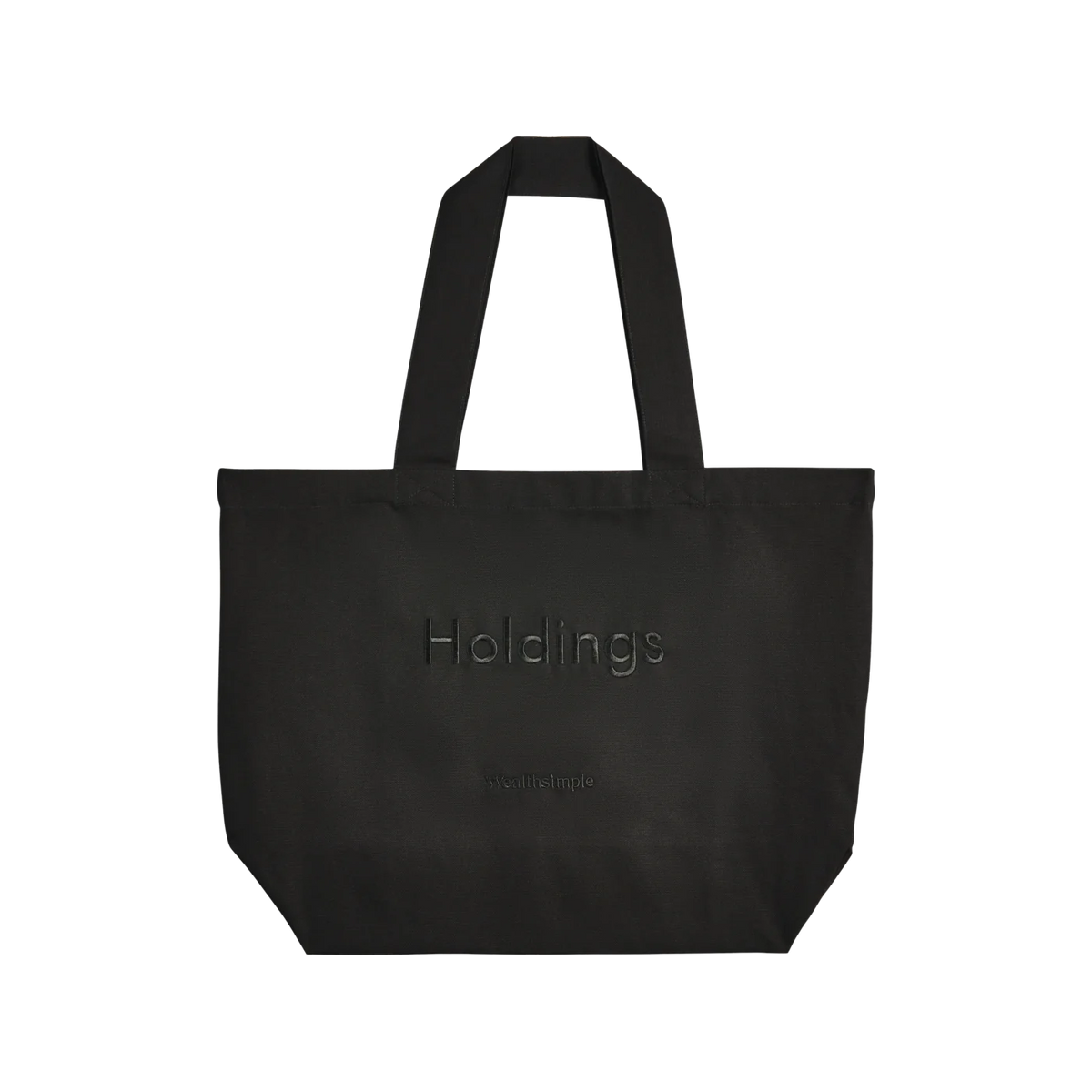 A tote bag with the word “Holdings.”